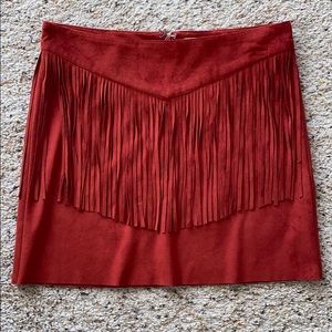 Burnt orange fringe skirt